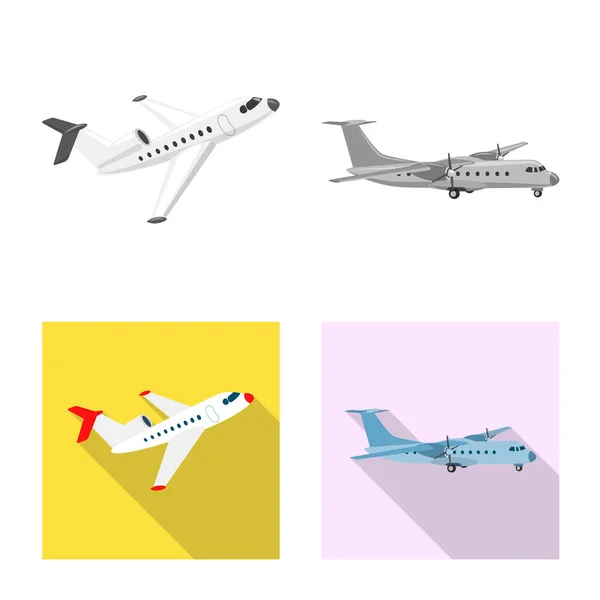 Vektorové ilustrace ikony letadlo a dopravy. Kolekce letadla a obloha vektorové ilustrace. — Stockový vektor