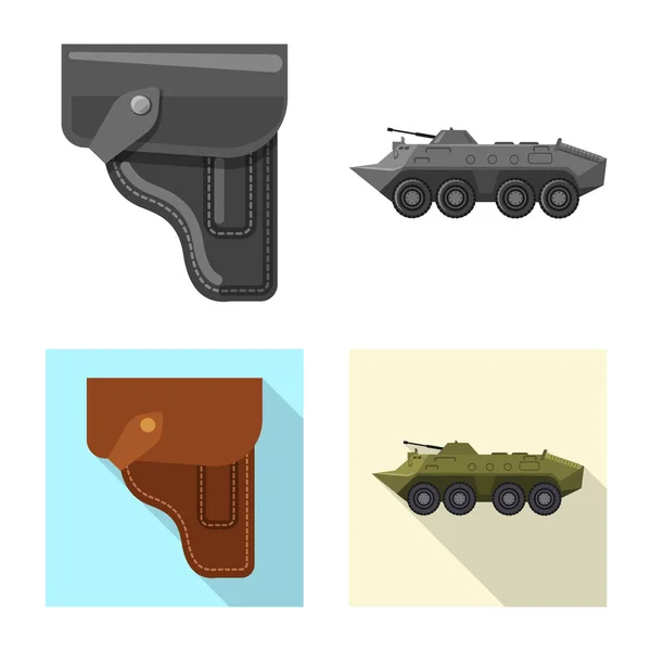 Ilustración vectorial del arma y el logotipo del arma. Conjunto de armas y ejército icono de vector para la acción . — Vector de stock