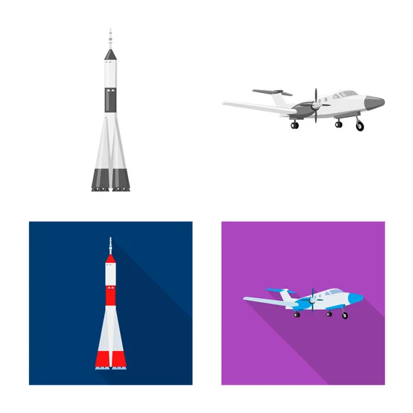 Vector ontwerp van vliegtuig en vervoer teken. Collectie van vliegtuig en hemel vector pictogram voor voorraad. — Stockvector