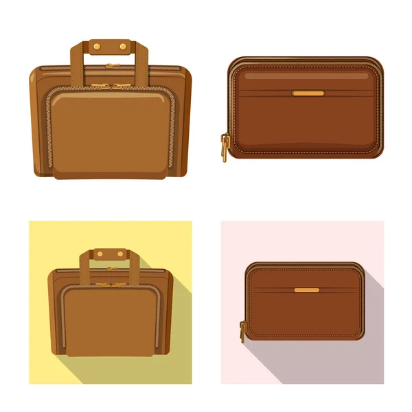 Diseño vectorial de la maleta y la señal de equipaje. Colección de maletas e ilustración de vectores de viaje . — Archivo Imágenes Vectoriales