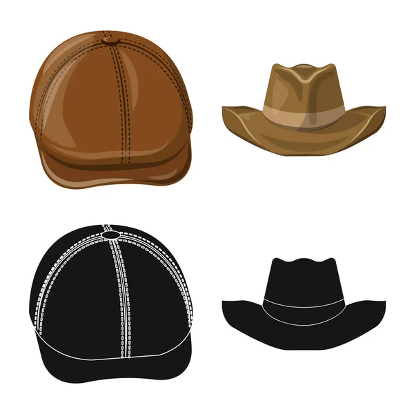 Objeto isolado de capacete e símbolo de boné. Conjunto de headgear e ícone de vetor acessório para estoque . —  Vetores de Stock