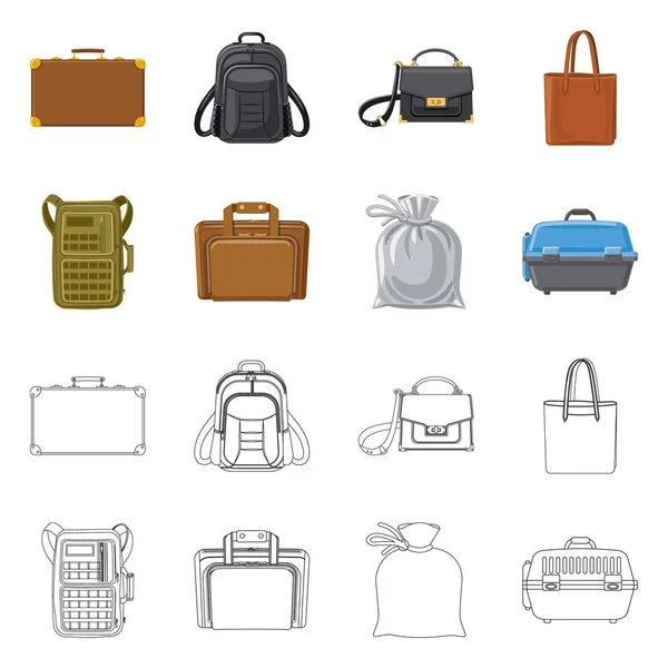 Diseño vectorial del icono de maleta y equipaje. Colección de maleta e icono de vector de viaje para stock . — Archivo Imágenes Vectoriales