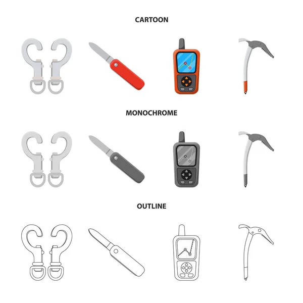 Vektorillustration des Bergsteigens und Gipfellogo. Set von Bergsteigen und Lager Lager Lager Vektor Illustration. — Stockvektor