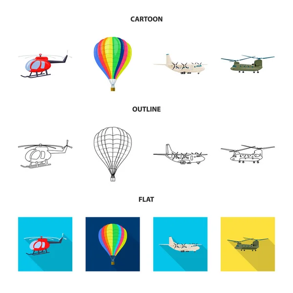 Isolerade objekt av planet och transport tecken. Samling av planet och himmel vektor ikonen för lager. — Stock vektor