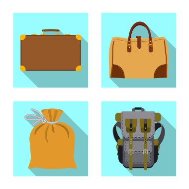 Bavul ve Bagaj işareti vektör tasarımı. Web için bavul ve yolculuk hisse senedi simgesi kümesi.