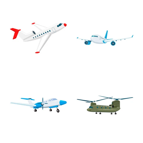 Vektorové ilustrace letadlo a dopravní loga. Kolekce letadla a obloha vektorové ilustrace. — Stockový vektor