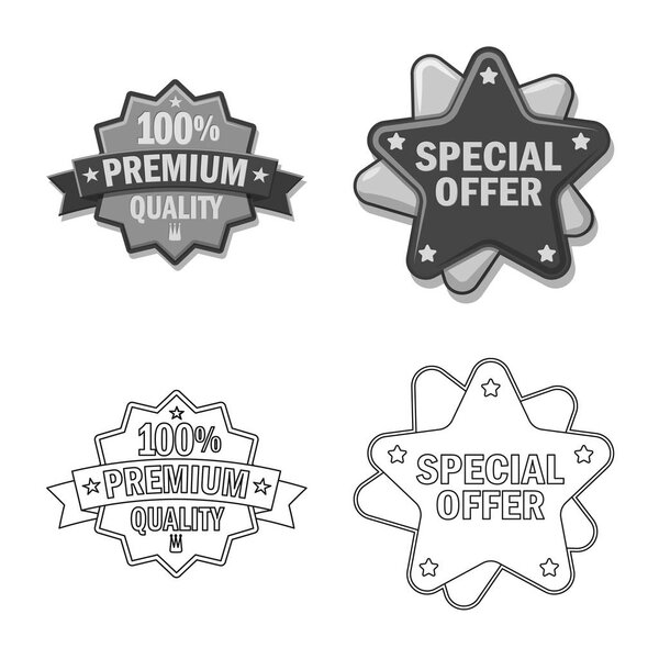 Isolated object of emblem and badge icon. Set of emblem and sticker vector icon for stock.
