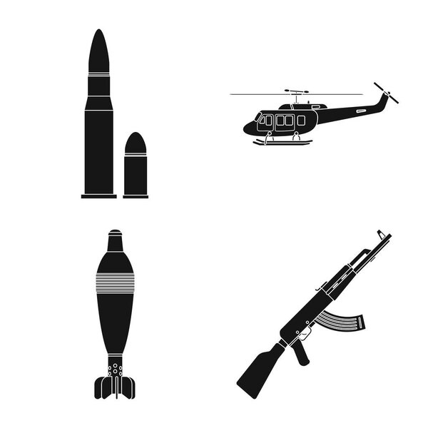 Векторная иллюстрация оружия и оружейного знака. Коллекция векторной иллюстрации оружия и армейских запасов
.