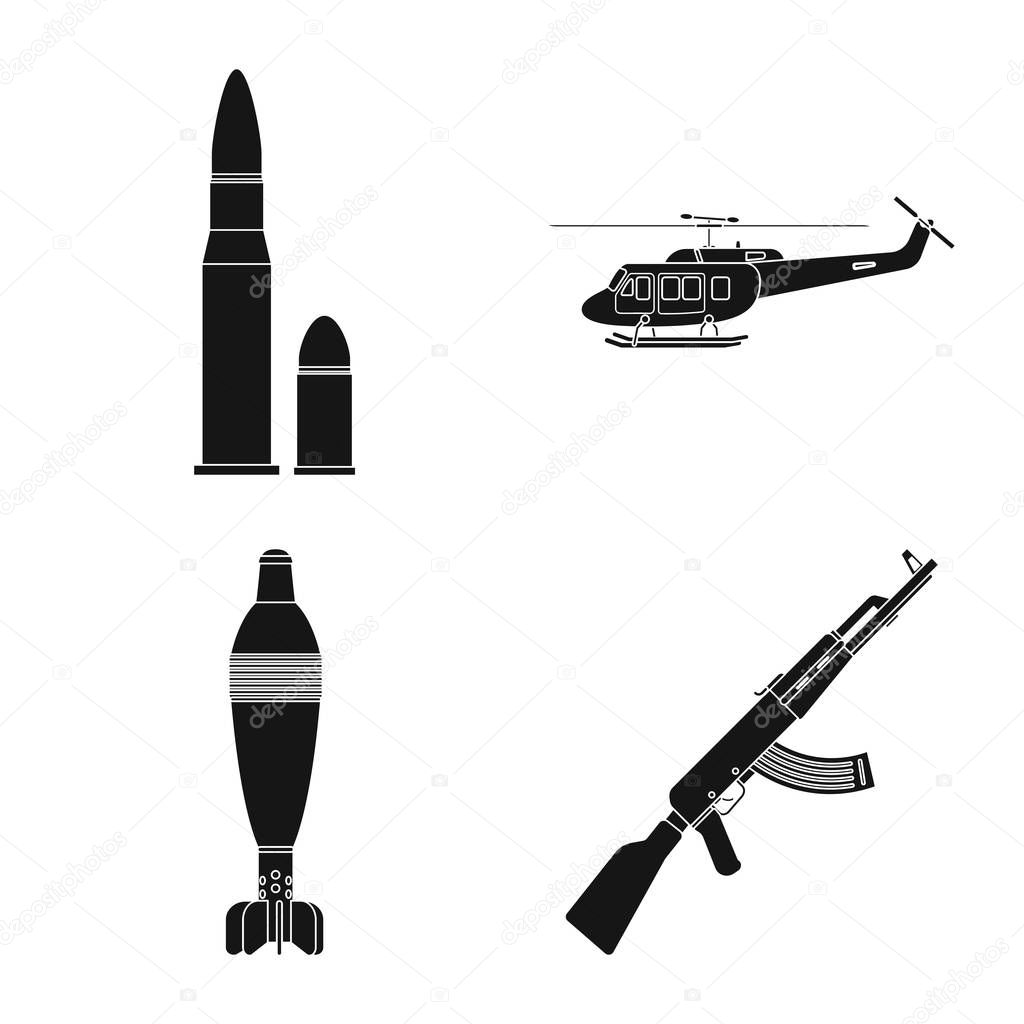 Isolated object of weapon and gun logo. Set of weapon and army vector icon for stock.