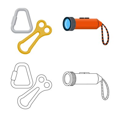 Dağcılık ve tepe logo yalıtılmış nesne. Dağcılık ve kamp set vektör simge stok için.