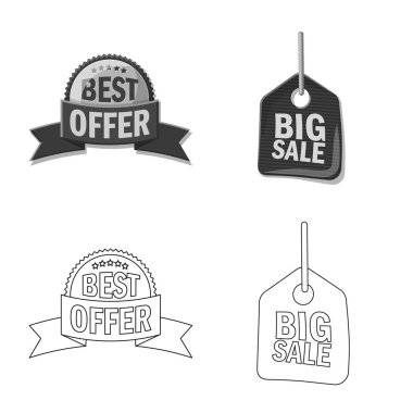 Amblem ve rozet simge vektör Illustration. Hisse senedi için amblem ve etiket vektör simge kümesi.