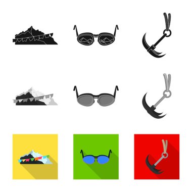 Dağcılık ve en yüksek işareti yalıtılmış nesne. Dağcılık ve kamp kümesi web için hisse senedi simgesi.