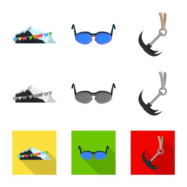 Dağcılık ve tepe logo vektör tasarımı. Dağcılık ve kamp set vektör simge stok için.