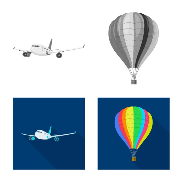 Vectorillustratie van vliegtuig en vervoer symbool. Collectie van vliegtuig en hemel voorraad vectorillustratie. — Stockvector