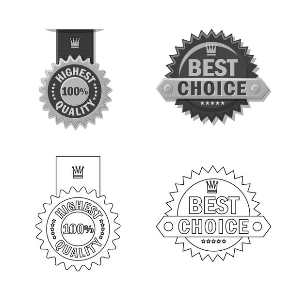 Векторная иллюстрация эмблемы и значка бейджа. Набор эмблемы и наклейки символа запаса для веб
.