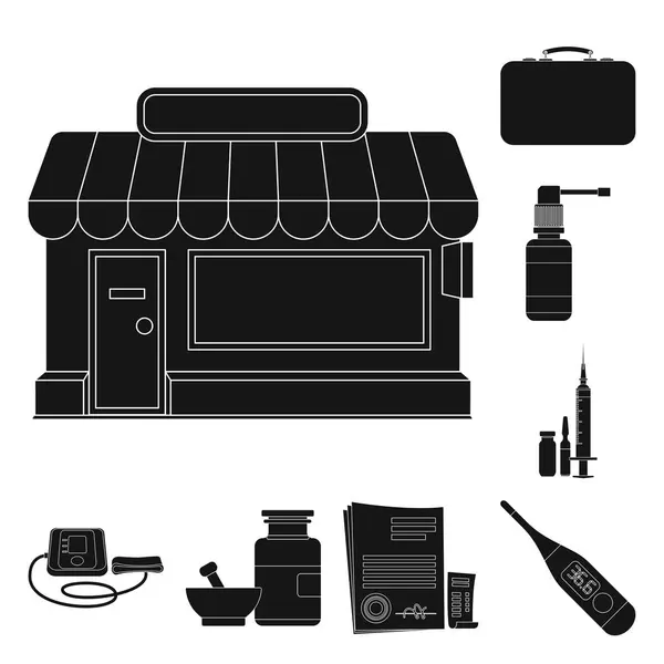 Ilustración vectorial del signo de farmacia y hospital. Conjunto de farmacia y símbolo de stock de negocio para web . — Archivo Imágenes Vectoriales