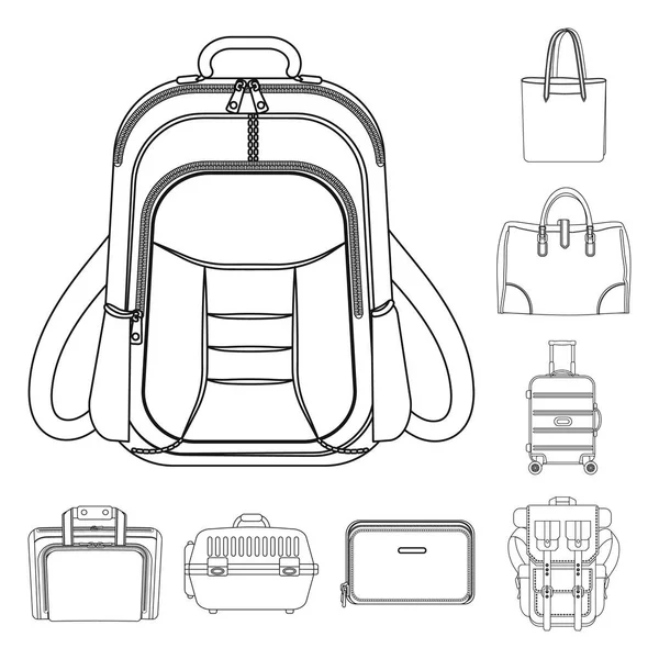 Objet isolé de valise et icône de bagage. Ensemble de valise et icône vectorielle de voyage pour stock . — Image vectorielle