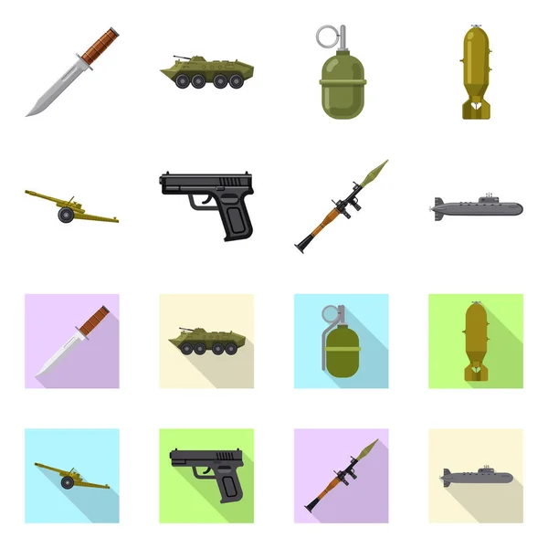 Objeto aislado de arma e icono de arma. Colección de armas y ejército icono vectorial para stock . — Vector de stock