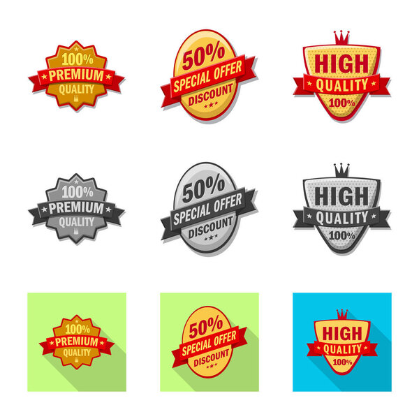 Vector design of emblem and badge symbol. Collection of emblem and sticker stock vector illustration.