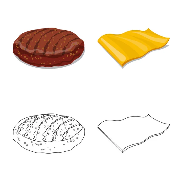 Desain vektor dari logo burger dan sandwich. Set dari burger dan slice stock vector ilustrasi . - Stok Vektor