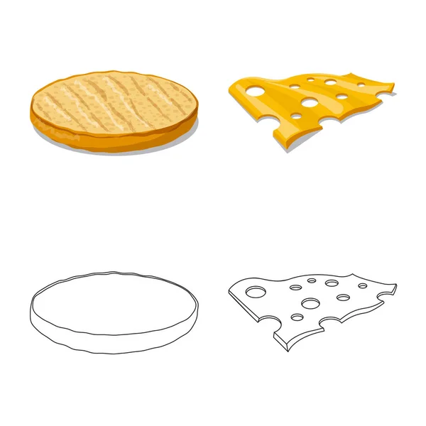Design vettoriale di hamburger e logo sandwich. Raccolta di illustrazione vettoriale di hamburger e fette . — Vettoriale Stock
