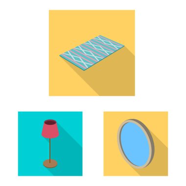 Yatak odası ve oda sembolü yalıtılmış nesne. Hisse senedi için yatak ve mobilya vektör simge kümesi.