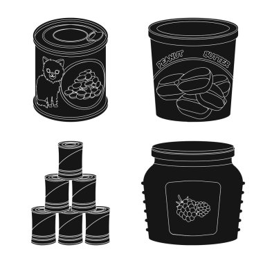 Can ve gıda simge vektör Illustration. Web için can ve paket hisse senedi simgesi kümesi.