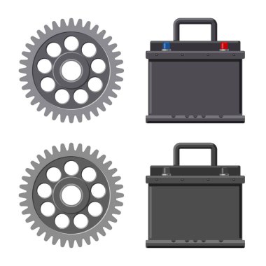 Otomatik ve bölümü simge vektör tasarımı. Oto, araba hisse senedi vektör çizim topluluğu.