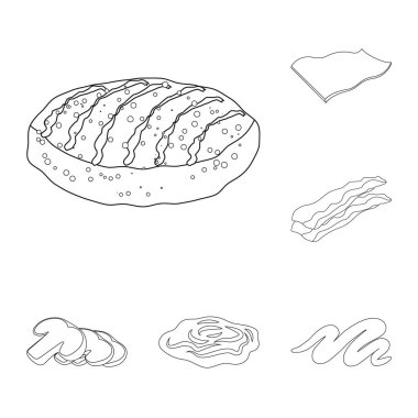 Burger ve sandviç logosu yalıtılmış nesne. Web için burger ve dilim hisse senedi simgesi kümesi.