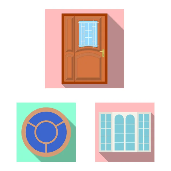 Ilustração vetorial do ícone da porta e da frente. Conjunto de porta e símbolo de estoque de madeira para web . —  Vetores de Stock