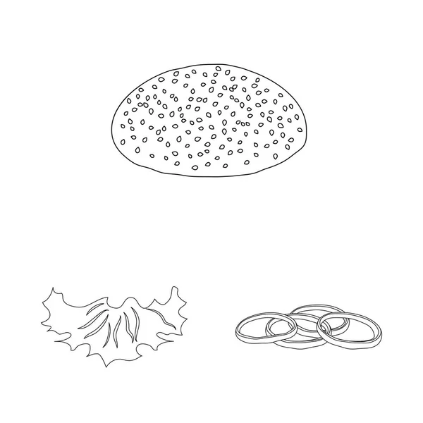Conception vectorielle de burger et icône sandwich. Collection d'icône vectorielle burger et tranche pour stock . — Image vectorielle