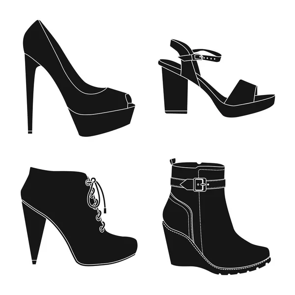 Conception vectorielle de chaussures et signe de femme. Ensemble de chaussures et illustration vectorielle de stock de pied . — Image vectorielle
