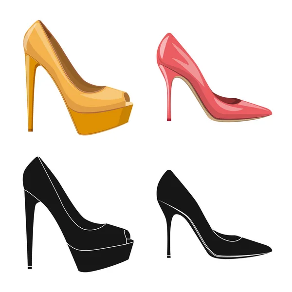 Projeto vetorial de calçado e ícone de mulher. Conjunto de calçado e símbolo de estoque de pé de web . —  Vetores de Stock