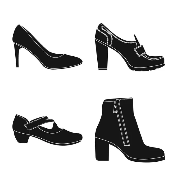 履物と女性サインのベクター イラストです Web 用の靴と足の銘柄記号のコレクション — ストックベクタ