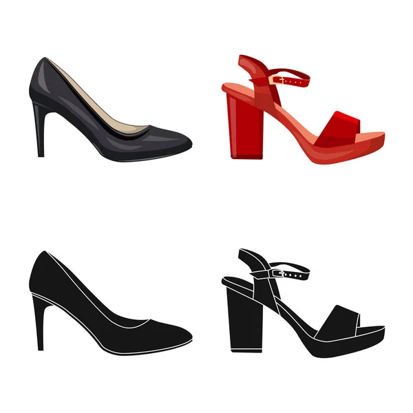 Векторний дизайн взуття та жіночого символу. Набір взуття і ноги Векторні значки на складі . — стоковий вектор