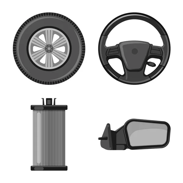 Oggetto isolato di segno automatico e parziale. Set di auto e auto stock simbolo per il web . — Vettoriale Stock