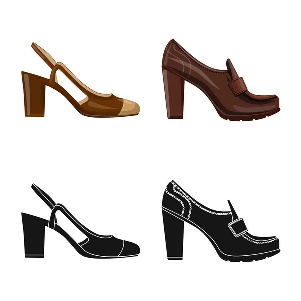 Illustration vectorielle des chaussures et du symbole féminin. Collection de chaussures et illustration vectorielle du stock de pieds . — Image vectorielle