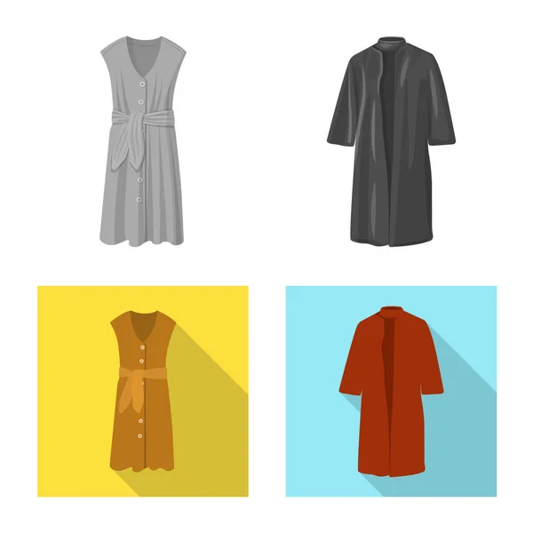 Isolerade objekt av kvinna och kläder tecken. Samling av kvinna och slitage vektor ikonen för lager. — Stock vektor