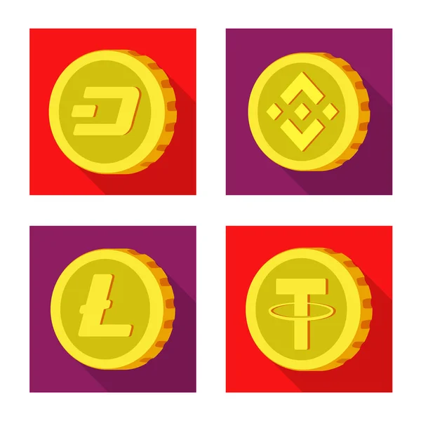 Ilustración vectorial de criptomoneda e icono de moneda. Colección de criptomoneda y criptomoneda símbolo de stock para la web . — Vector de stock