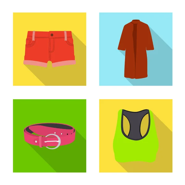 Ilustración vectorial del logotipo de la mujer y la ropa. Colección de mujer y desgaste símbolo de stock para la web . — Vector de stock