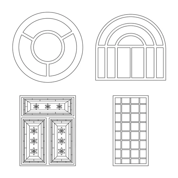 Objeto aislado de puerta e icono frontal. Conjunto de ilustración vectorial de puerta y madera . — Vector de stock
