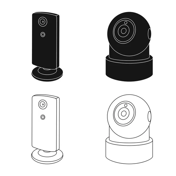 Illustration vectorielle de cctv et icône de la caméra. Ensemble d'icônes vectorielles cctv et système pour stock . — Image vectorielle