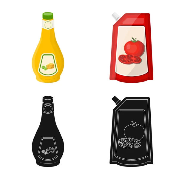 Vector design of can and food symbol. Set of can and package vector icon for stock. — Stock Vector