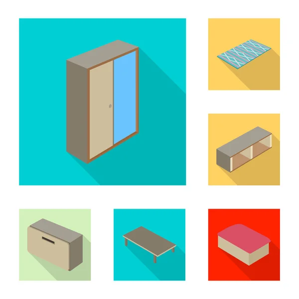 卧室和房间图标的矢量插图。库存的卧室和家具矢量图标收藏. — 图库矢量图片