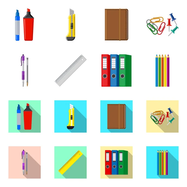 Conception vectorielle du logo de bureau et d'approvisionnement. Ensemble de symbole de stock de bureau et d'école pour le Web . — Image vectorielle