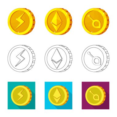 Cryptocurrency ve sikke simge yalıtılmış nesne. Cryptocurrency ve web için kripto hisse senedi simgesi.