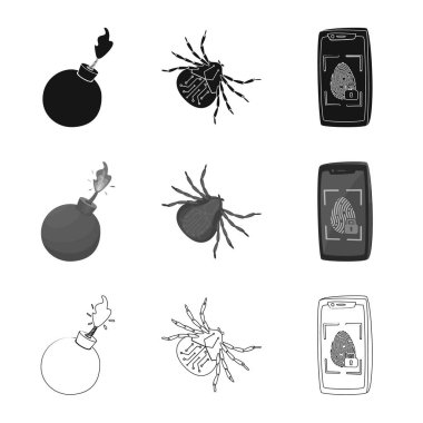 Virüs ve güvenli simge vektör tasarımı. Virüs ve siber hisse senedi simgesi için web topluluğu.