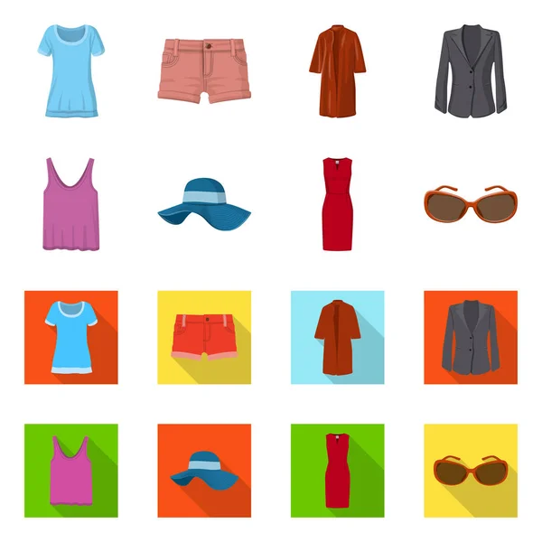 Ilustración vectorial del signo de la mujer y la ropa. Conjunto de mujer e icono de vector de desgaste para stock . — Vector de stock