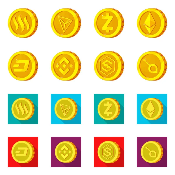 Ilustración vectorial de criptomoneda y signo de moneda. Colección de criptomoneda y criptomoneda símbolo de stock para la web . — Vector de stock