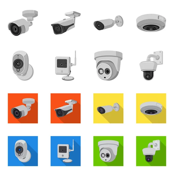 Isolated object of cctv and camera icon. Collection of cctv and system stock symbol for web. — Stock Vector